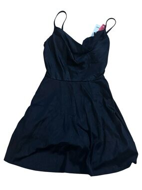 Popilush Black Shapewear Strappy Cowl Neck Tummy Control Flare Dress